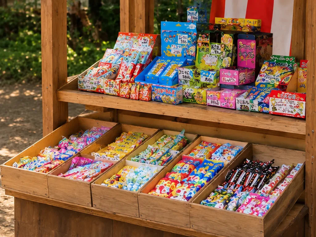 大人には昔懐かしく、お子様も大好きな様々な駄菓子